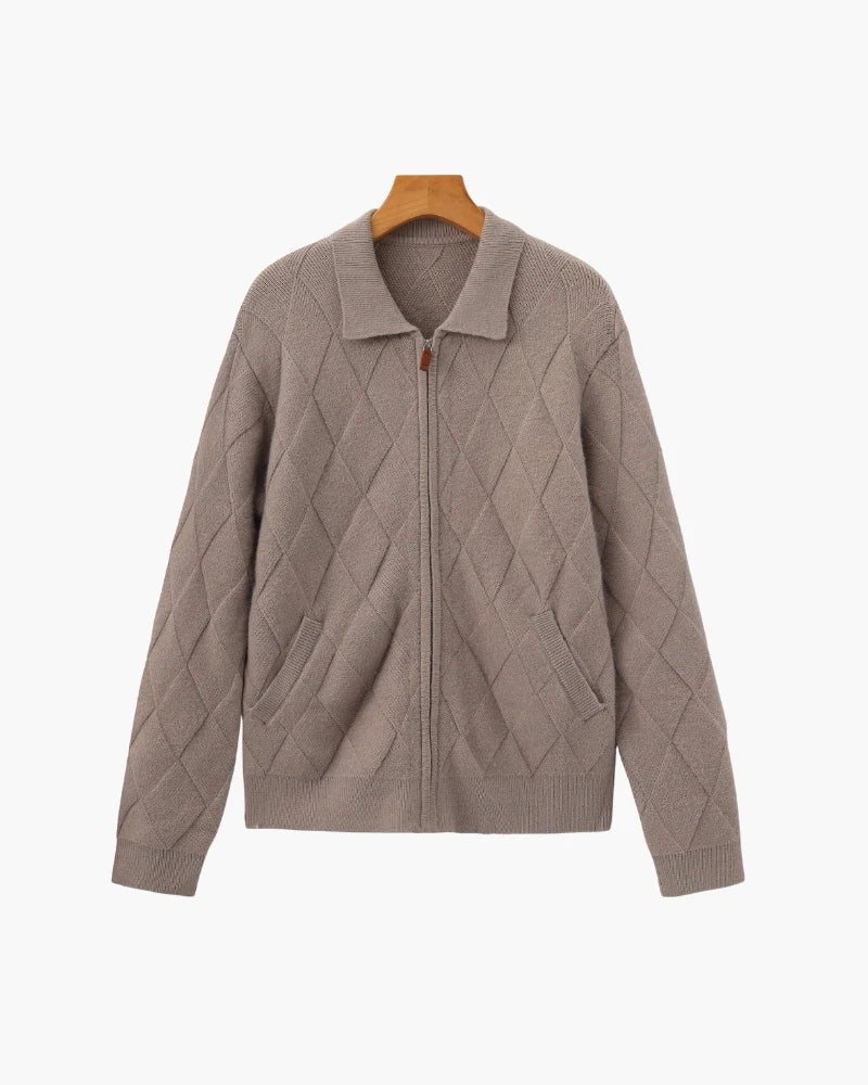 Rowe Diamond Knit Zip Cardigan