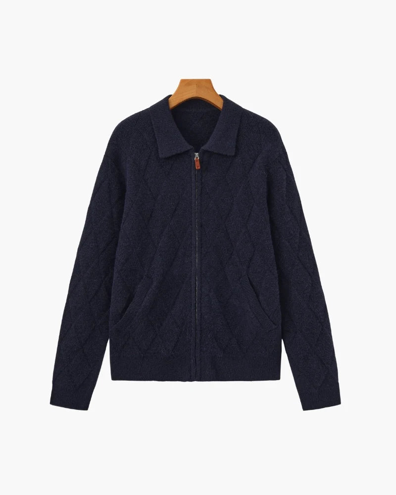 Rowe Diamond Knit Zip Cardigan