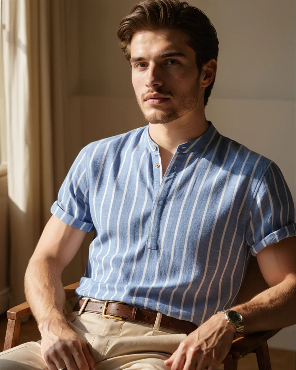 Striped Linen Shirt Short-sleeve