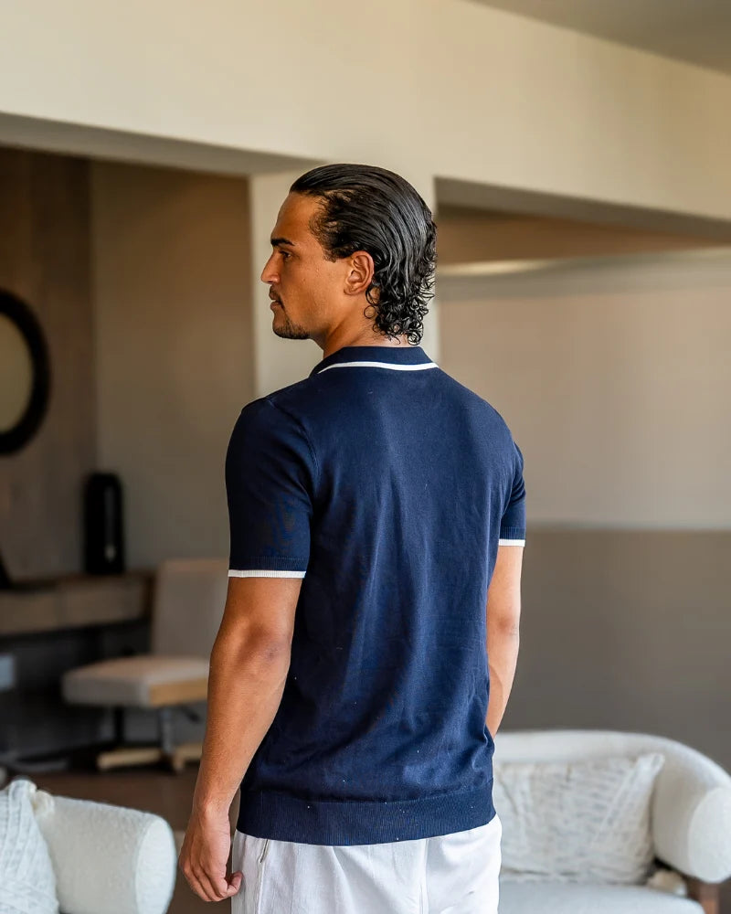 Contrast Edge Knit Polo