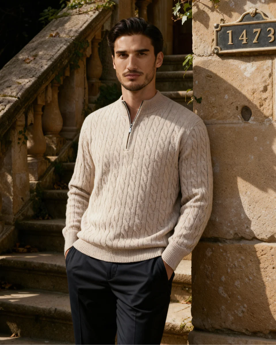 Montague Cashmere Cable Half-Zip