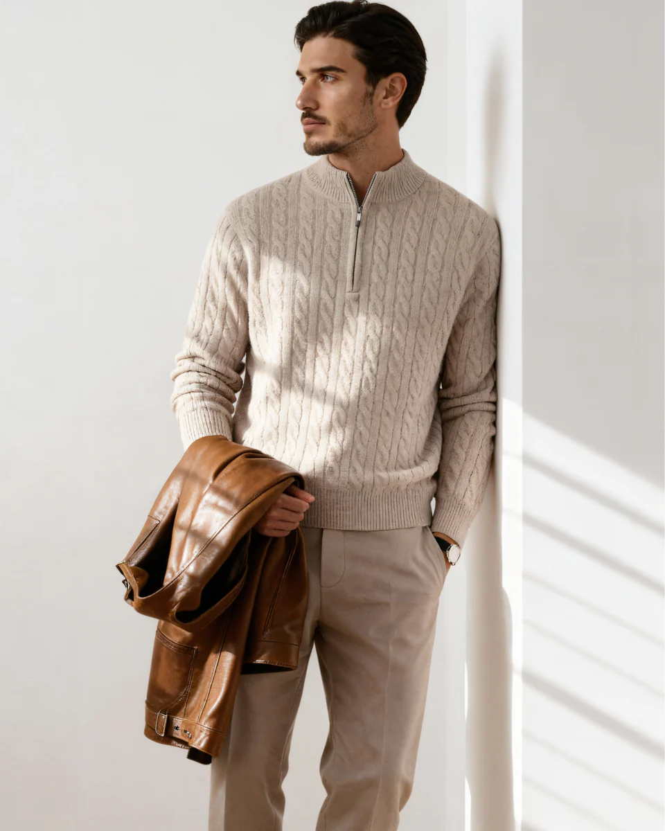Montague Cashmere Cable Half-Zip