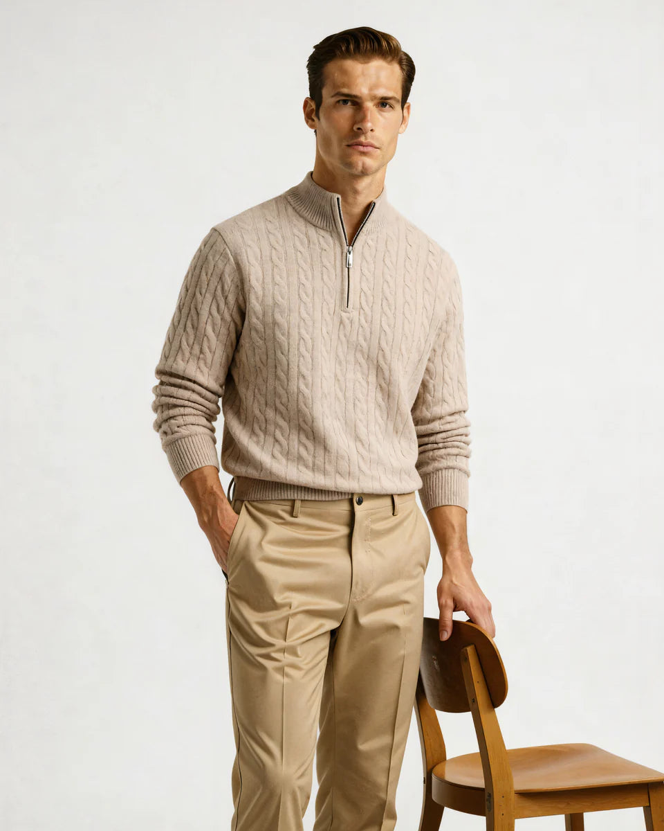 Montague Cashmere Cable Half-Zip
